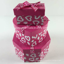 Impression personnalisée Ruban en forme de coeur en hexagonal Ensemble de boîtes à cadeaux en papier mixte rectangulaire